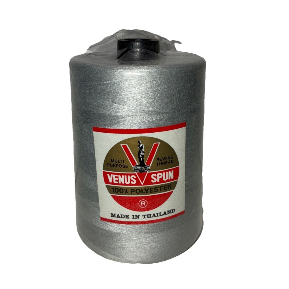 Venus Spun Sewing Thread 100% Polyester Light Gray‎ Thailand Vintage